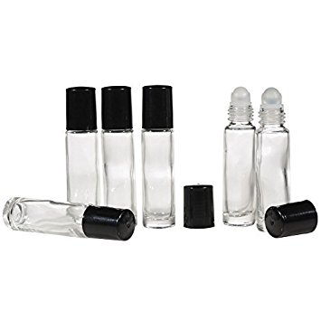 10ml Clear Glass Roll-on Bottle with Black Cap